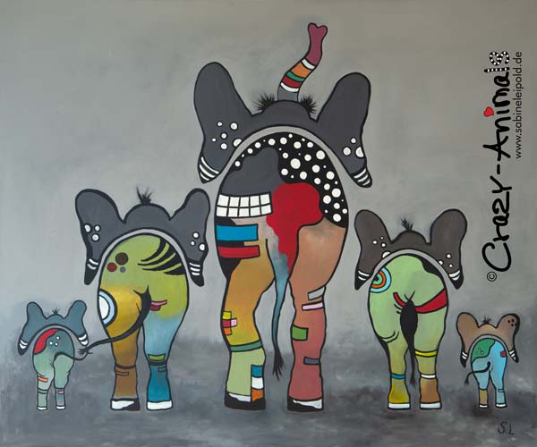 Crazy-Animals, Elefanten, Acrylbild