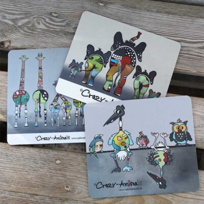 Lustige Mousepads aus der Serie der Crazy-Animals 3 Motive