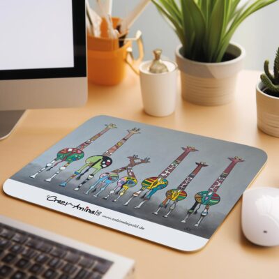 Lustige Mousepads aus der Serie der Crazy-Animals mit Giraffenmotiv