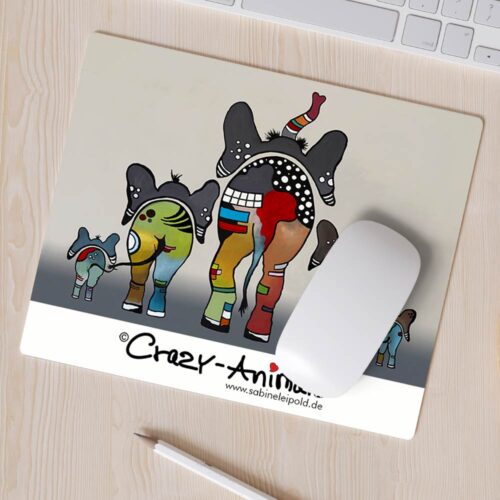 Lustige Mousepads aus der Serie der Crazy-Animals mit Elefantenmotiv