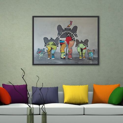 Originalbild Crazy-Animals in Acryl, "Lustige Elefanten"