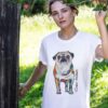 Lustiges T-Shirt im Crazy-Animals Look, Motiv Mopsdame Sofie