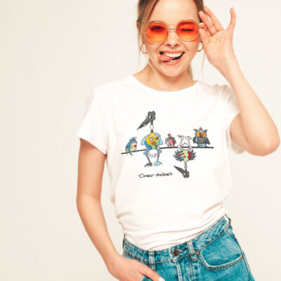 Lustiges T-Shirt Crazy-Animals Design, Motiv Vögel