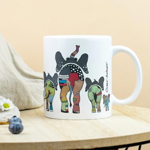 Lustige Tasse Crazy-Animals Style, Motiv "Lustige Elefanten" einzigartiges Design