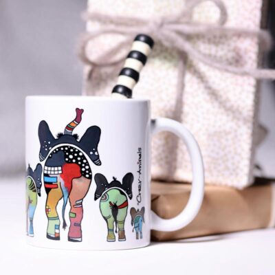 Lustige Tasse Motiv "Elefanten", weißer Hintergrund