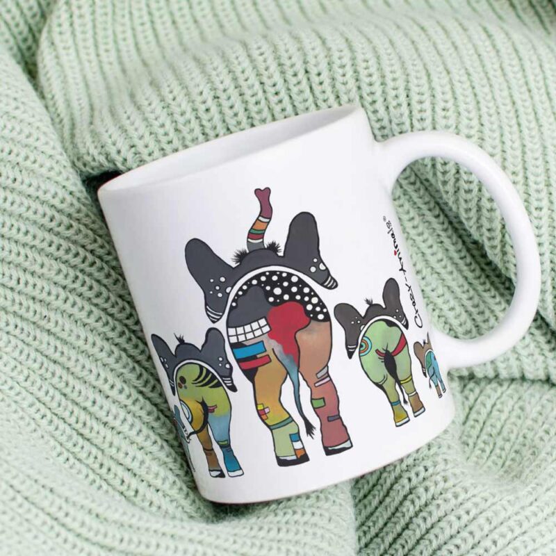 Lustige Tasse Crazy-Animals Style, Motiv "Lustige Elefanten" einzigartiges Design