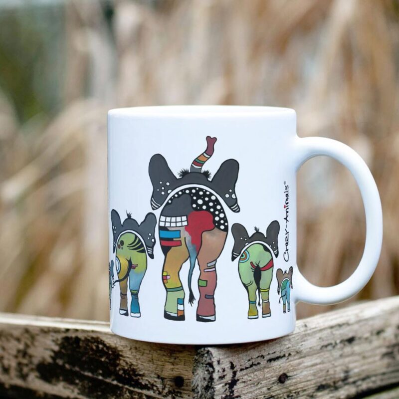 Lustige Tasse im Crazy-Animals Style, Motiv "Lustige Elefanten" einzigartiges Design