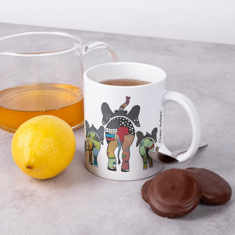 Lustige Tasse im Crazy-Animals Style, Motiv "Lustige Elefanten" einzigartiges Design