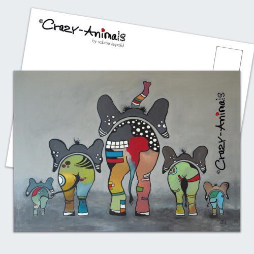 Postkarte Crazy-Animals, Motiv "Lustige Elefanten"