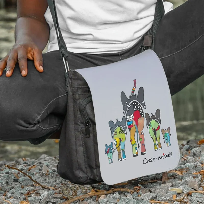 Lustige Tasche, Elefantenmotiv im Crazy-Animals Design für Tierliebhaber und Menschen mit Humor.