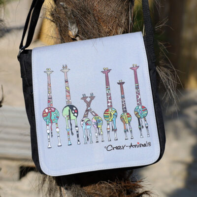 Lustige Tasche von den Crazy-Animals, Motiv "Giraffen" an der Palme