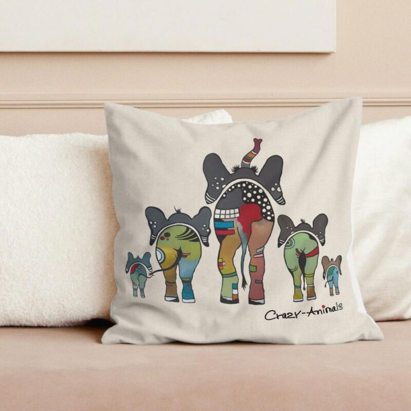 Lustiges Kissen im Crazy-Animals Style, Motiv "Lustige Elefanten", einzigartiges Design