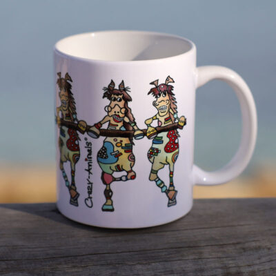 Lustige Tasse Motiv "Wilde Pferde" von den Crazy-Animals
