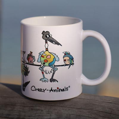 Witzige Tasse mit Crazy-Animals Motiv Vögel