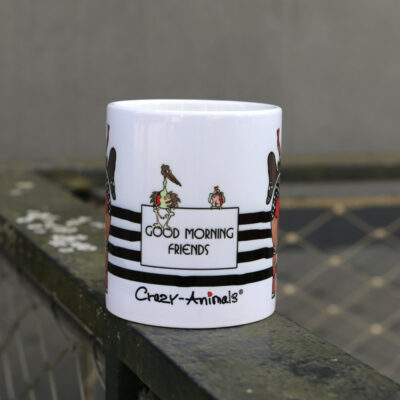 Lustige Tasse mit Crazy-Animals-Design, witzig frech und bunt