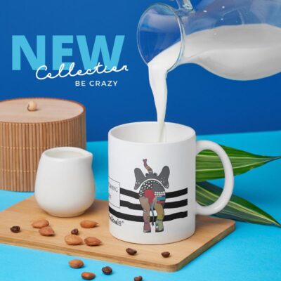 Lustige Tasse mit Crazy-Animals Design. Elefanten und Vögel sorgen für ein einzigartiges Design. Bunt, frech und etwas Crazy.