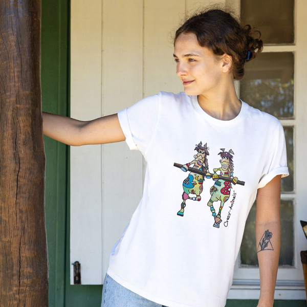 Lustige t-Shirts im Crazy-Animals Design, Motiv Pferde