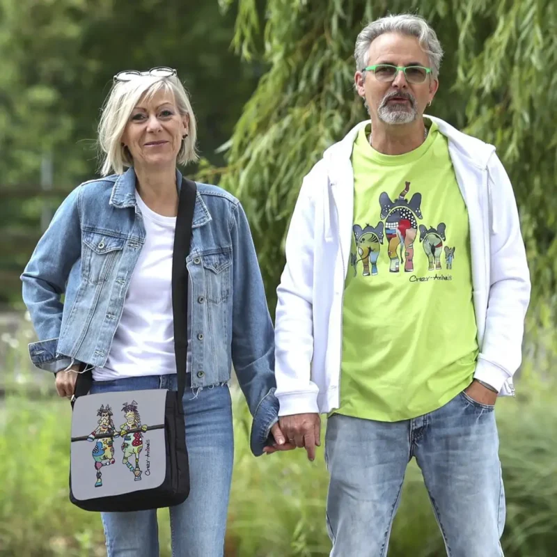 Lustige Tasche, Motiv Pferde, für Menschen mit Humor und für Tierliebhaber.