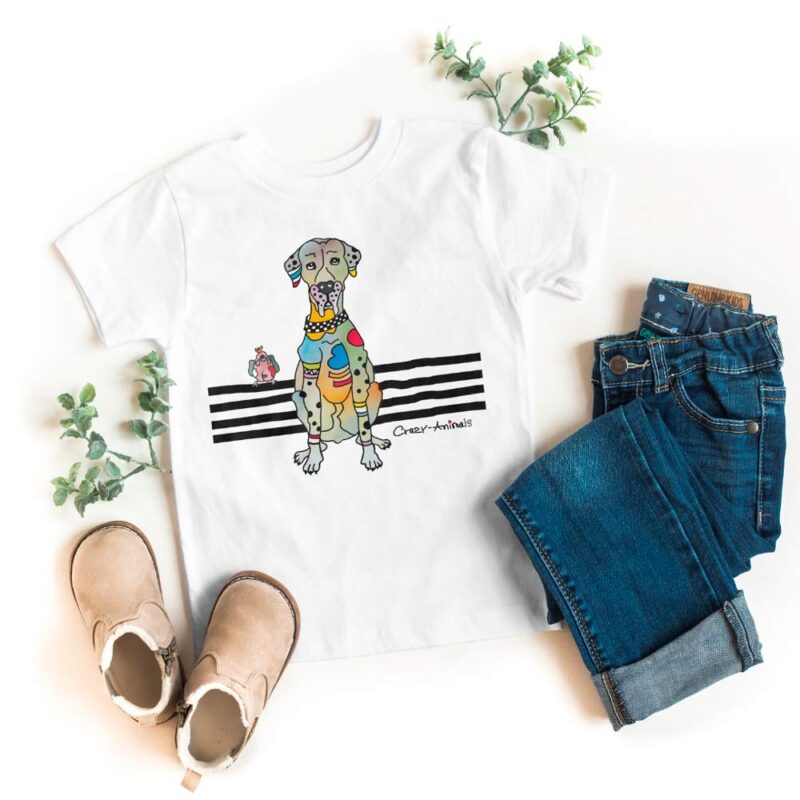 Lustiges Kinder T-Shirt in mit Motiv Dogge im Crazy-Animals Style