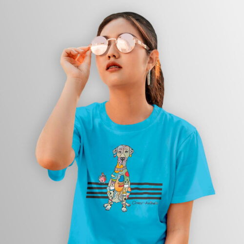 Lustiges Kinder T-Shirt in hellblau mit Motiv Dogge