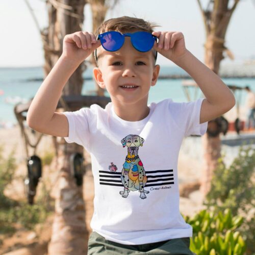 Lustiges Kinder T-Shirt in mit Motiv Dogge im Crazy-Animals Style