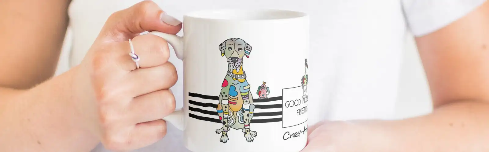 Lustige Tasse mit Doggenmotiv im Crazy-Animals Design