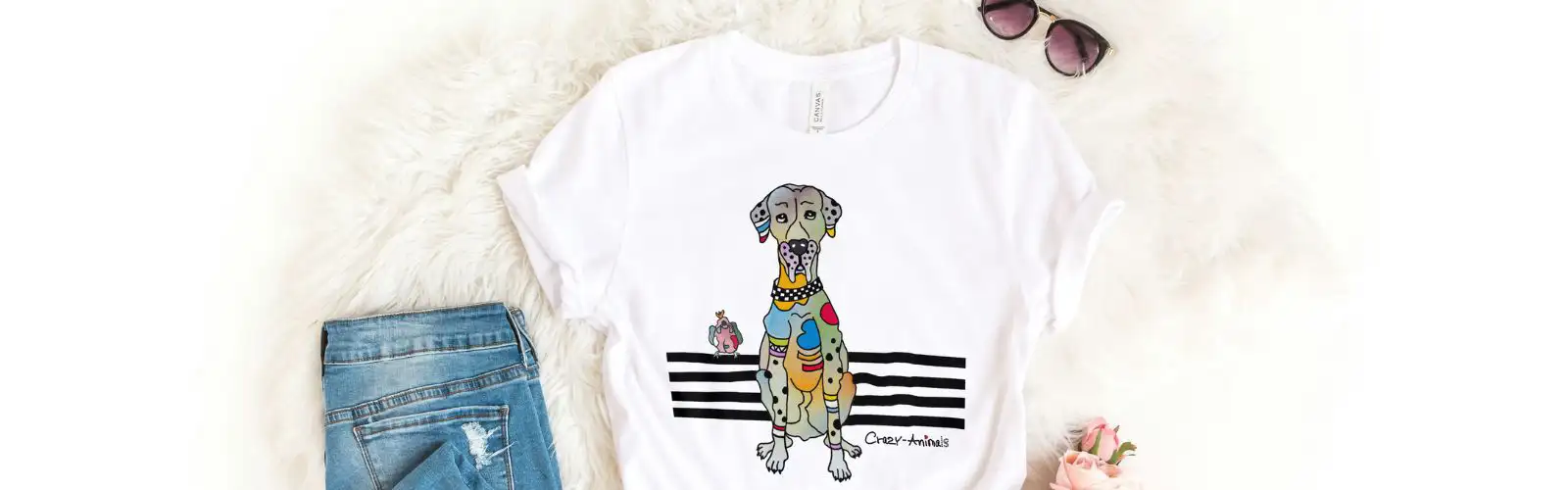 Lustiges T-Shirt aus der Crazy-Animals Kollektion, Dogge Bob