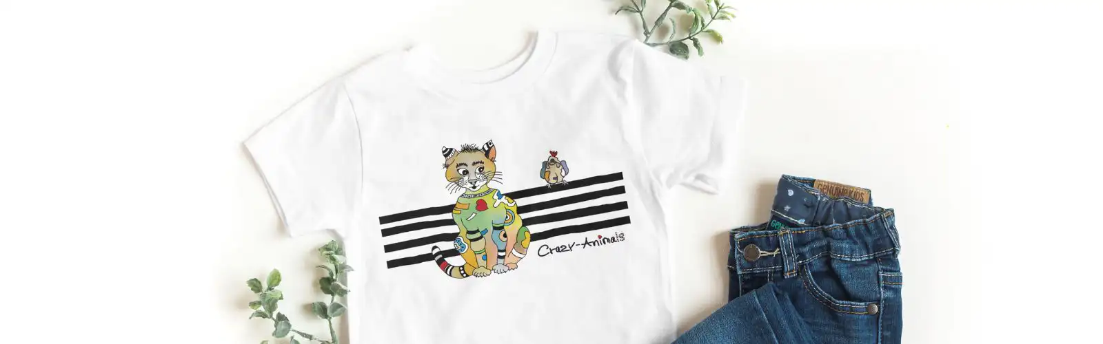 Lustiges T-Shirt aus der Crazy-Animals Kollektion, Katze Lina