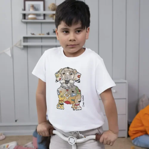 Lustiges T-Shirt bedruckt Dackel Linus im Crazy-Animals Style.