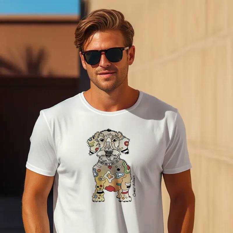 Lustiges T-Shirt mit Dackelmotiv im Crazy-Animals Style für Herren